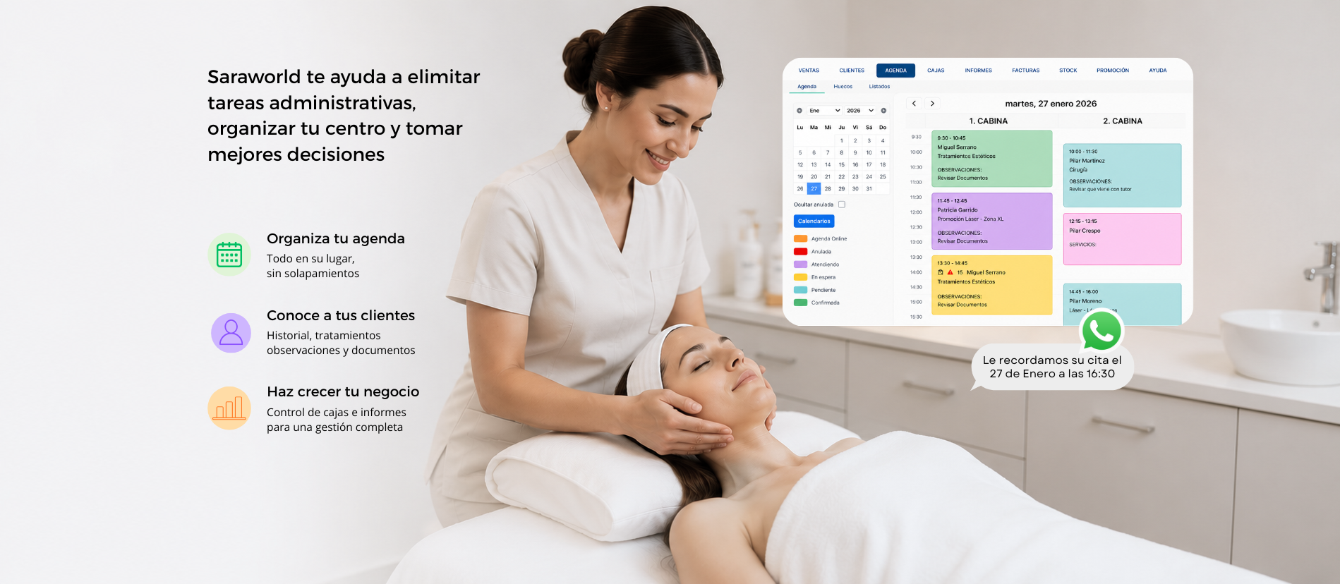 Saraworld ayuda a organizar la agenda, conocer a los clientes y hacer crecer el centro