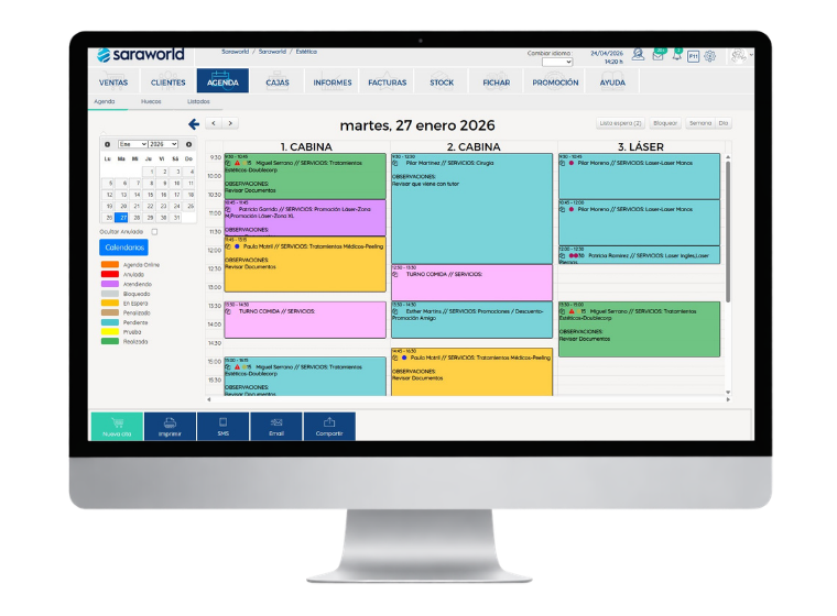 Agenda y agenda online de Saraworld